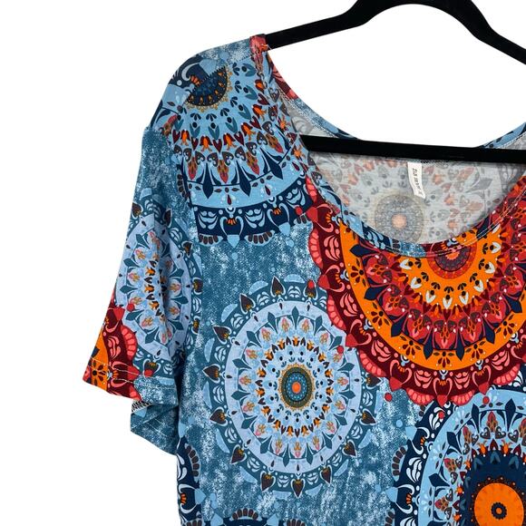 DB Moon Blue Orange Medallion Print Plus Size Midi Dress Womens 2XL - Picture 4 of 5